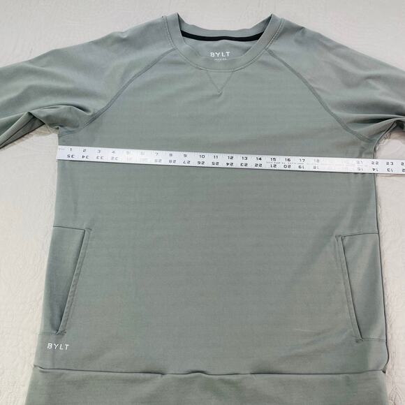 BYLT Sweatshirt Men Medium Grey Black Crewneck Premium Pullover Performance Tech - Picture 8 of 8